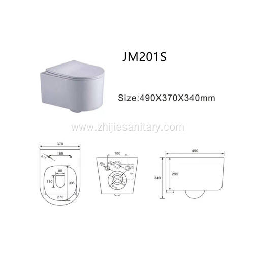 wall hung toilet with soft closing seat cover